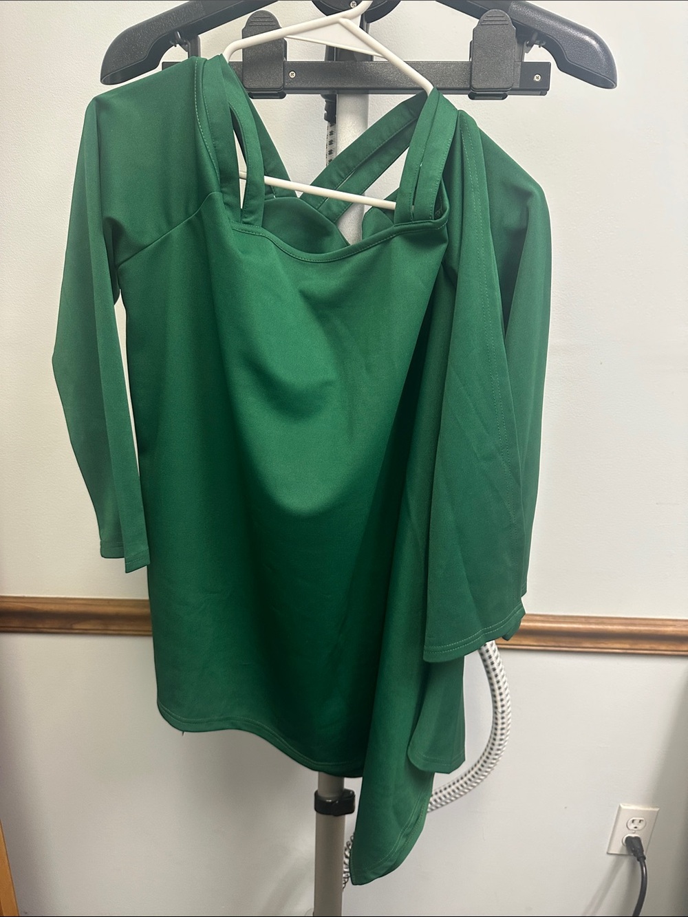 Asymmetrical Off-Shoulder Tunic in Emerald Green